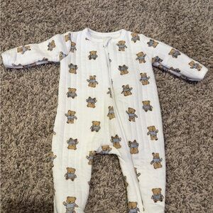 Cozy White Bear Print Kids Footie